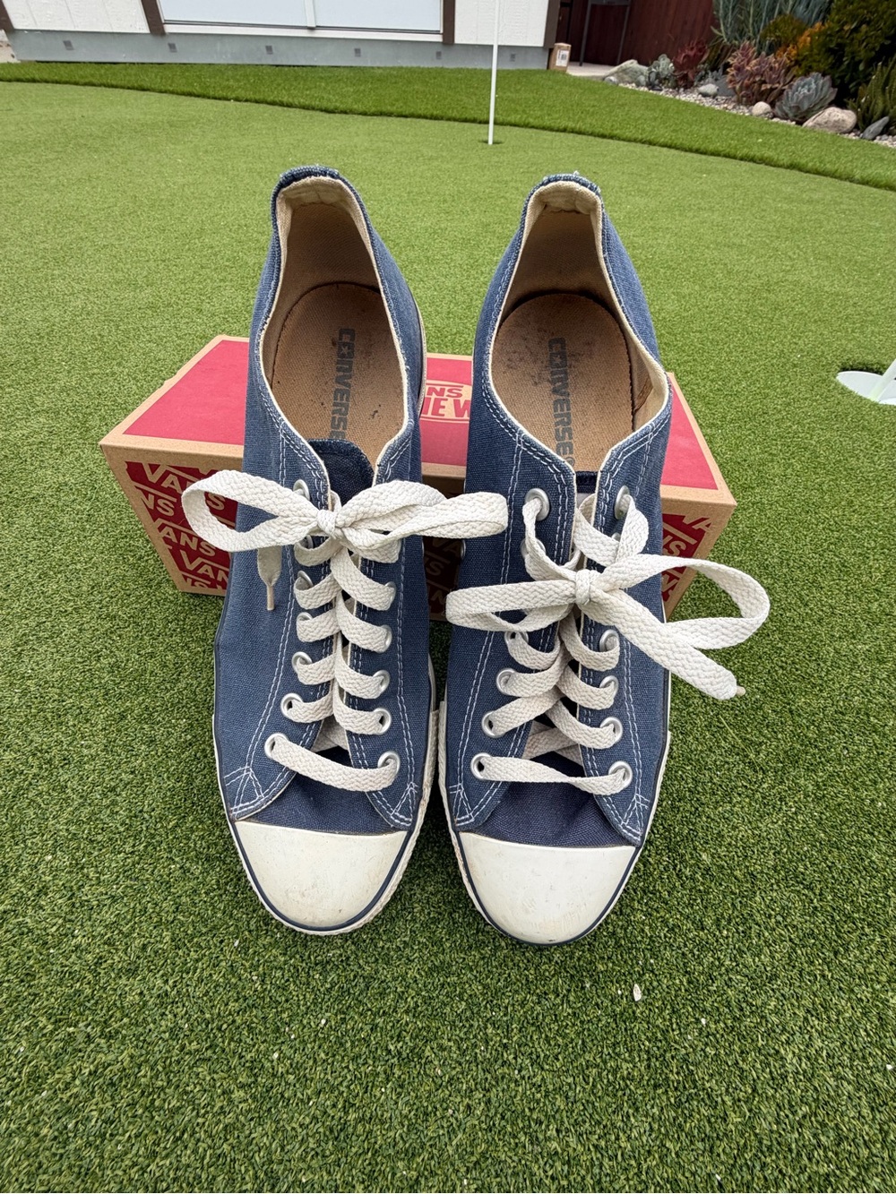 Converse Blue Canvas High-Top Sneakers with White Accents
